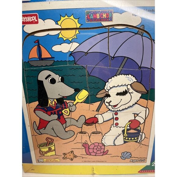 Vintage Playskool Wooden Puzzle Lamb Chop 1994 Shari Lewis Sunny NOS - Picture 2 of 16